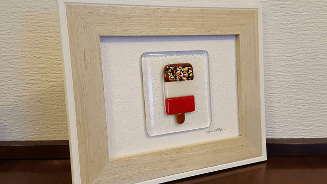 Fused Glass Art "Fab" Retro Ice Lolly Picture - Handmade