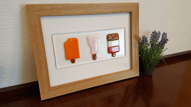 Fused Glass Art "The Fab 3" Retro Ice Lollies Picture