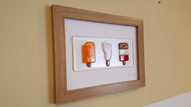 Fused Glass Art "The Fab 3" Retro Ice Lollies Picture