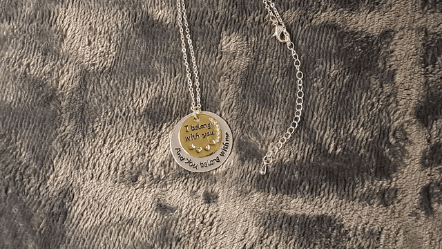 Silver and Gold Coloured Dual Disc "Belong To You" Pendant Necklace.