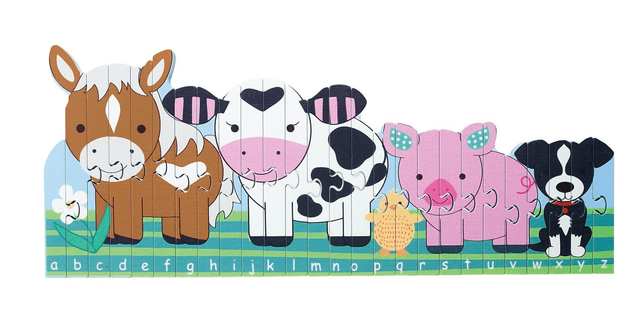 Wooden Farm Animals Alphabet Puzzle - By Orange Tree Toys.