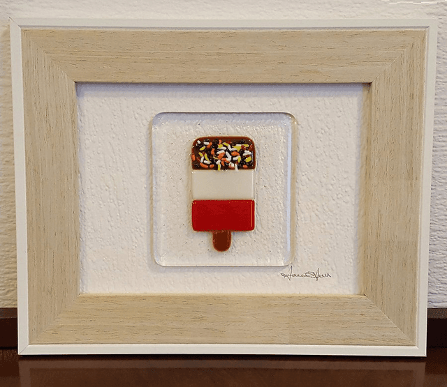 Fused Glass Art &quot;Fab&quot; Retro Ice Lolly Picture - Handmade